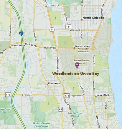 Map to The Woodlands on Green Bay Apartment Community